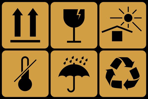 Collection of prohibitive packaging signs. Vector illustration.