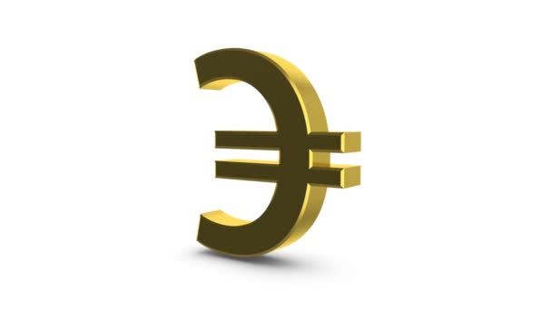 Animación Bucle Símbolo Giratorio Oro Euros Sobre Blanco Canal Alfa — Vídeos de Stock