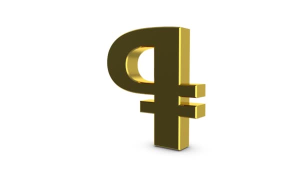 Golden Sign Russian Ruble Looping Animation Rotating Golden Russian Ruble — Stock Video
