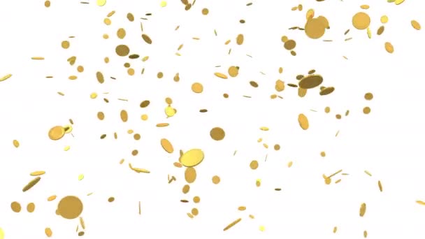 Animation de pièces d'or tombant sur fond blanc. Avec Canal Alpha 