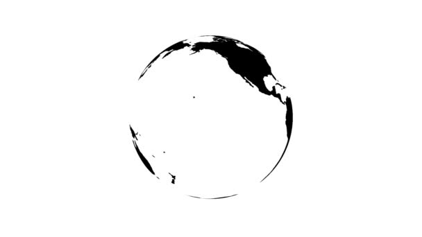 Planeta Tierra Negro Sobre Blanco Animación Bucle Sin Costuras — Vídeo de stock