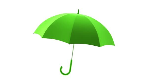 Classic Green Umbrella Seamless Looping Animation Alpha Matte — Stock Video