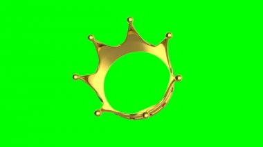 Yeşil zemin üzerine altın taç dönen ilmekledi animasyon.