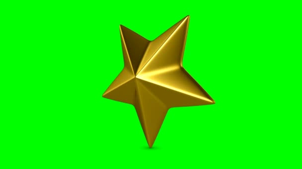 Rotating Golden Star Suitable Award Ceremony Evaluation Green Background — Stock Video