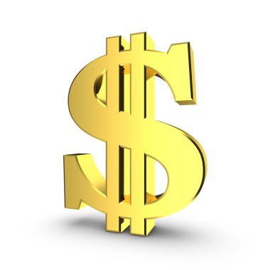 Beyaz bir arka plan üzerinde altın ABD dolar işareti.