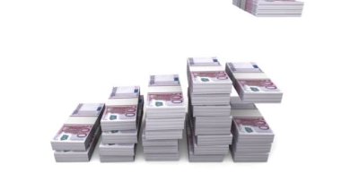 500 euro faturaları yığınları büyüyen hesap. Beyaz üzerine beş deste. Kar grafik animasyon. Eklenen alfa kanalı.