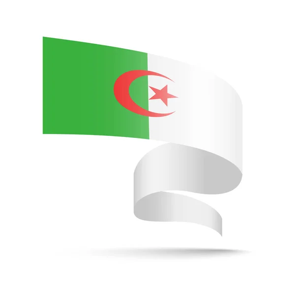 Flaga Algierii w postaci fali wstążki. — Wektor stockowy