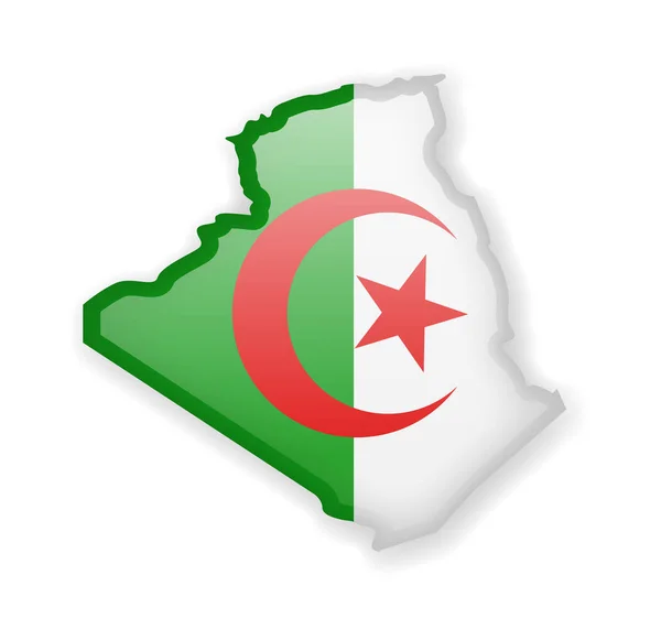 Algerien Flagge und Kontur des Landes. — Stockvektor