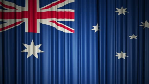 Australia flag. 3d animation of opening and closing curtains with flag. 4k — Stock Video