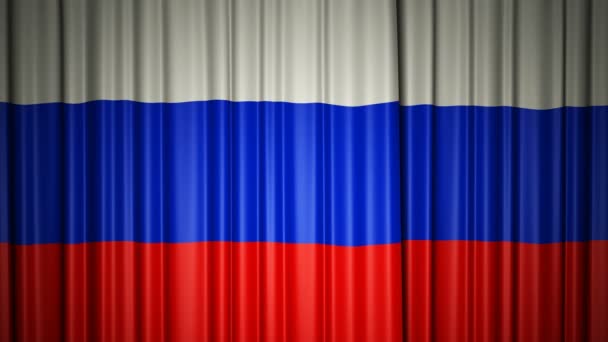 Russia flag. 3d animation of opening and closing curtains with flag. 4k — Stock Video