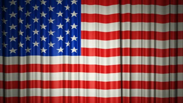 USA flag. 3d animation of opening and closing curtains with flag. 4k — Αρχείο Βίντεο