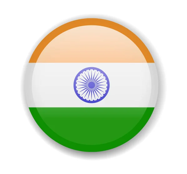 Bandera de India. Icono brillante redondo sobre un fondo blanco — Vector de stock