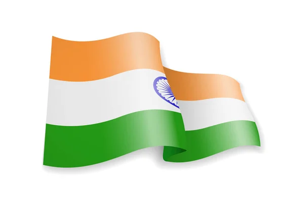 Bandera de la India en el viento. Bandera en blanco. Ilustración vectorial — Vector de stock