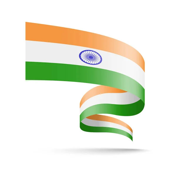 Bandera de la India en forma de cinta ondulatoria . — Vector de stock