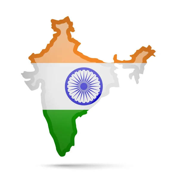 Bandera India Contorno Del País Sobre Fondo Blanco Ilustración Vectorial — Vector de stock