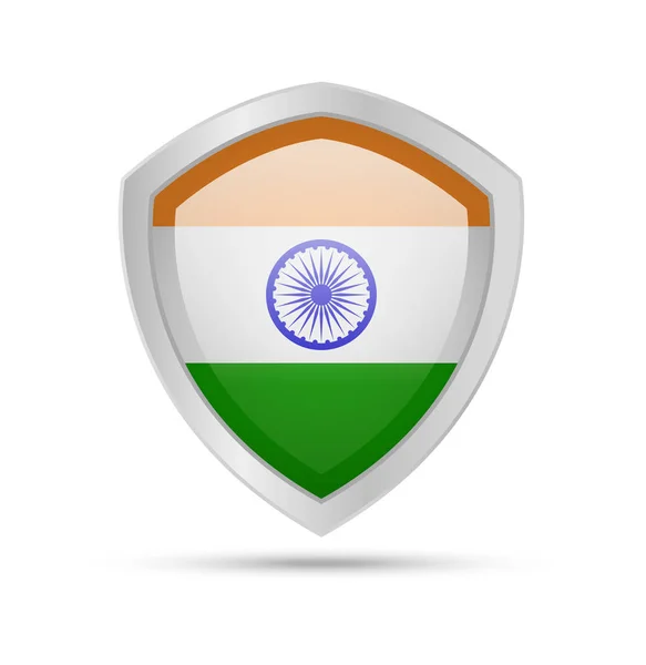 Escudo con bandera de la India sobre fondo blanco . — Vector de stock