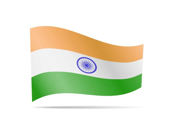 Ondeando la bandera de la India al viento. Bandera en blanco. Ilustración vectorial — Vector de stock