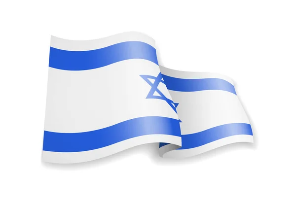 Israels Flagga Vinden Flagga Vit Bakgrund Vektorillustration — Stock vektor