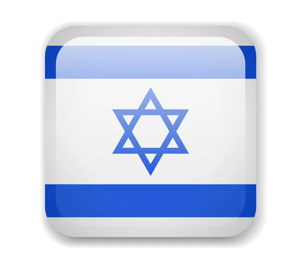 Bendera Israel. Ikon Bright Square pada latar belakang putih - Stok Vektor