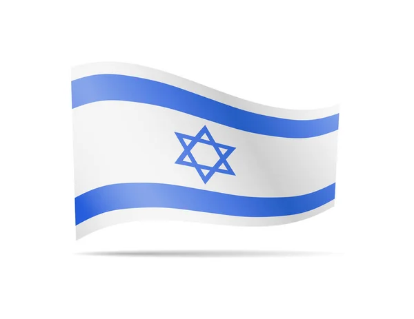 Waving Israel flag in the wind. Flag on white. Vector illustration — Stock Vector