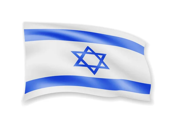 Ondeando la bandera de Israel sobre blanco. Bandera en el viento . — Vector de stock