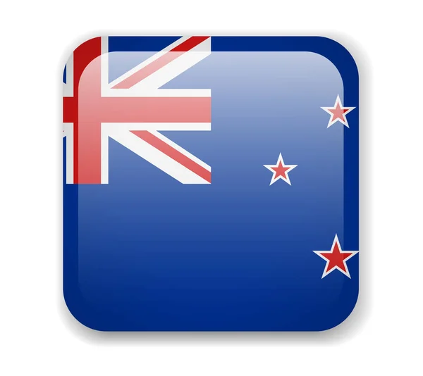 Zéland Zászlaja Bright Tér Ikonra Vektoros Illusztráció — Stock Vector