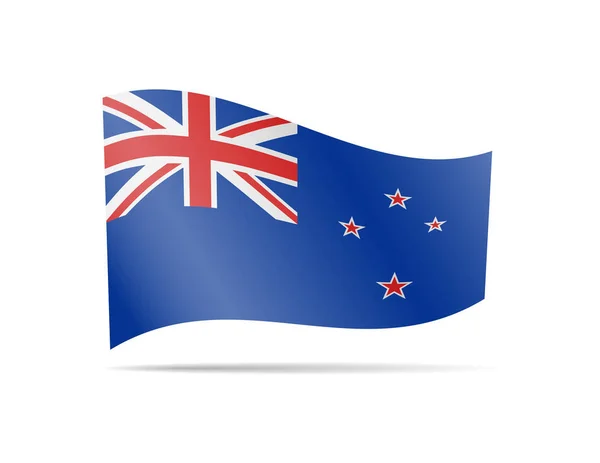 Zéland Zászló Integetett Szél Zászló Fehér Háttér Vektoros Illusztráció — Stock Vector