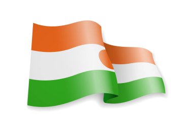 Nijer bayrak rüzgar. Beyaz arka plan üzerinde bayrak. Vektör çizim