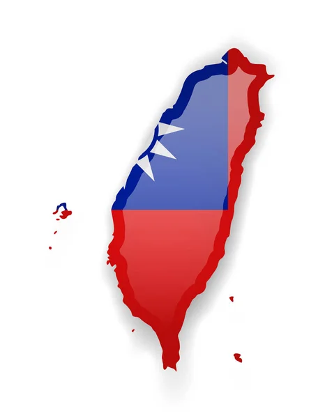 Bandera Taiwán Esquema Del País Sobre Fondo Blanco Ilustración Vectorial — Archivo Imágenes Vectoriales