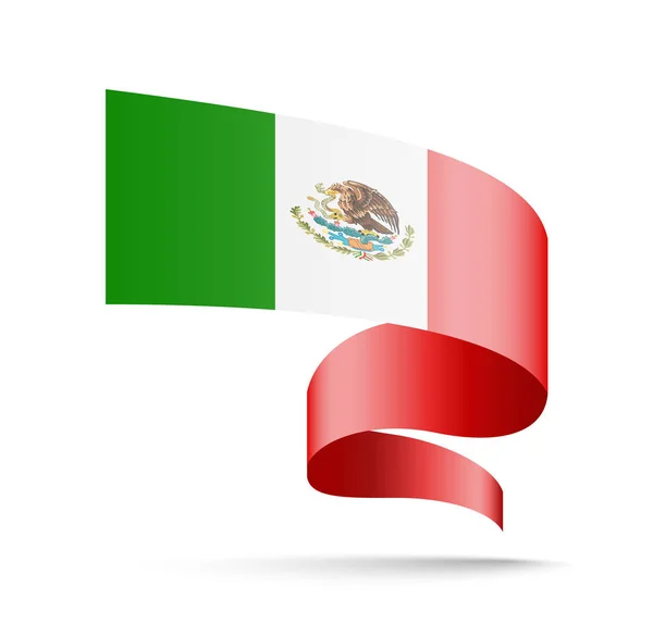 Mexico Flag Form Wave Ribbon Vector Illustration White Background — Stock Vector