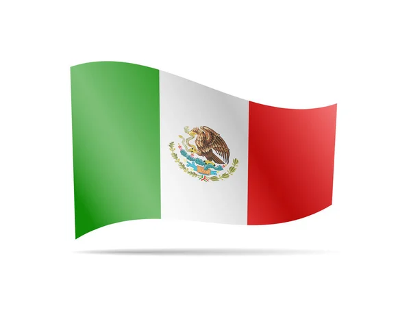 Ondeando Bandera México Viento Bandera Sobre Fondo Blanco Vector Ilustración — Vector de stock