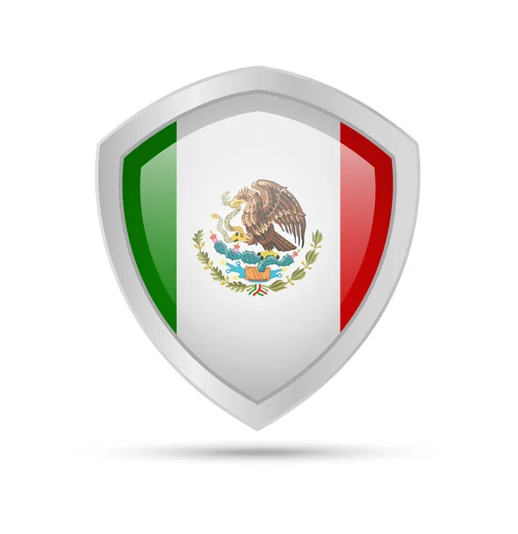 Escudo Con Bandera México Ilustración Del Vector Fondo Blanco — Vector de stock