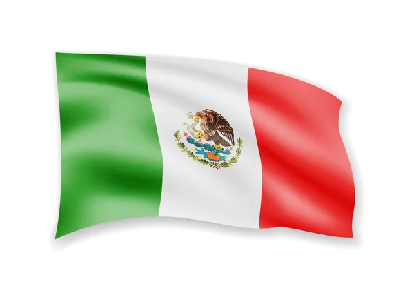 Размахиваю Флагом Мексики Белом Флаг Векторной Иллюстрации Ветра — стоковый вектор