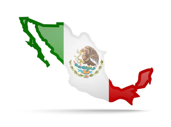 Bandeira México Contorno País Sobre Fundo Branco Ilustração Vetorial —  Vetores de Stock