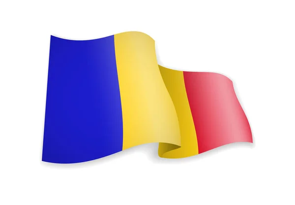 Σημαία Του Τσαντ Στον Άνεμο Σημαία Στην Εικονογράφηση Διανυσματικά Λευκό — Διανυσματικό Αρχείο