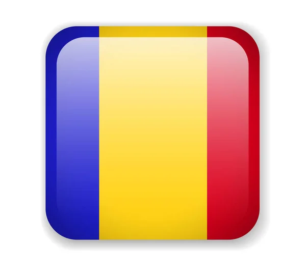 Τσαντ Φωτεινό Τετράγωνο Εικονίδιο Σημαίας Εικονογράφηση Διάνυσμα — Διανυσματικό Αρχείο