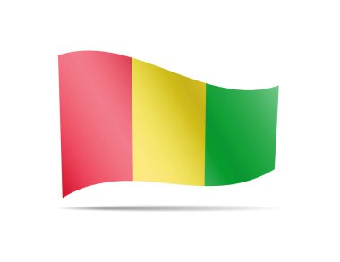 Gine bayrağı rüzgarda sallayarak. Beyaz arka plan vektör çizim üzerinde bayrak