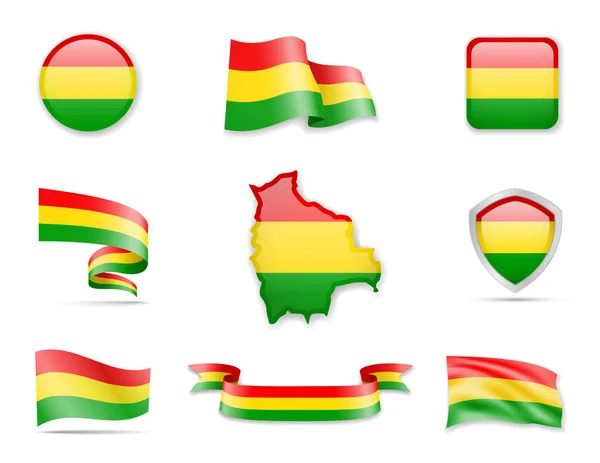 Bolivia Flags Collection Flags Outline Country Vector Illustration Set — Stock Vector