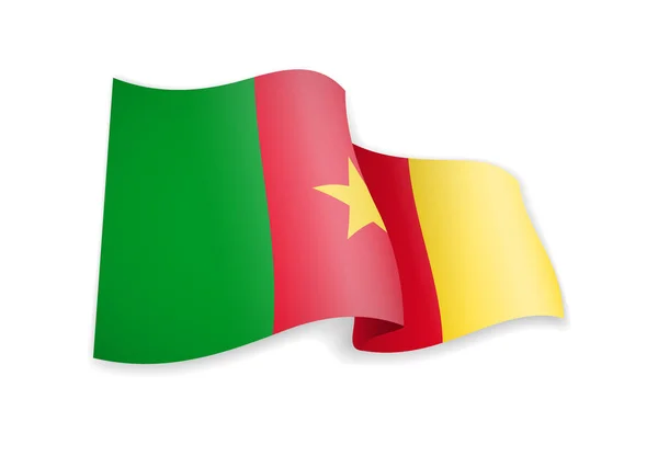 Σημαία Του Καμερούν Στον Άνεμο Σημαία Στην Εικονογράφηση Διανυσματικά Λευκό — Διανυσματικό Αρχείο