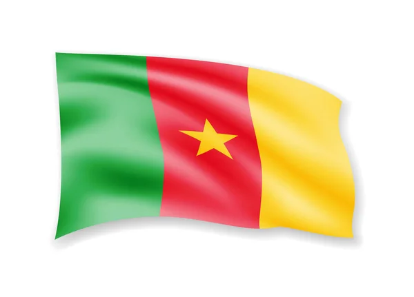 Macha Flagą Kamerun Białym Flaga Ilustracji Wektor Wiatr — Wektor stockowy
