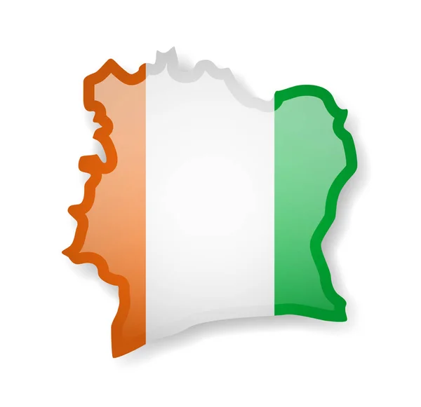 Флаг Кот Ивуар Очертания Страны Белом Фоне Векторная Иллюстрация — стоковый вектор