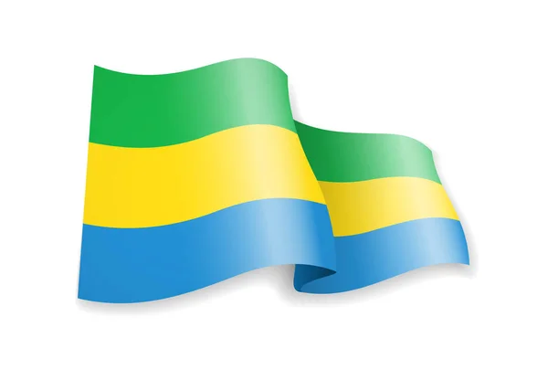 Gabon Vlag Wind Vlag Witte Achtergrond Vectorillustratie — Stockvector