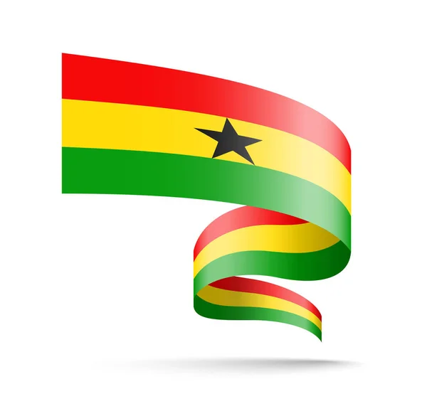 Bandeira Gana Forma Fita Onda Ilustração Vetorial Sobre Fundo Branco — Vetor de Stock