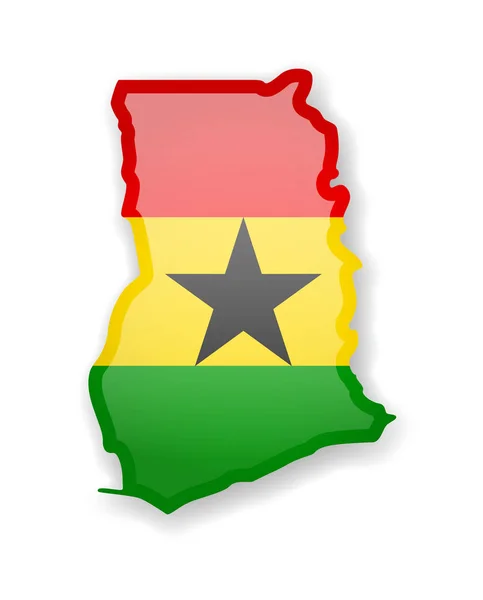 Ghanafahne Und Umriss Des Landes Auf Weißem Hintergrund Vektorillustration — Stockvektor