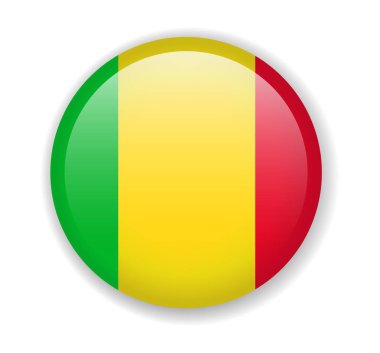 Mali bayrağı parlak simge vektör çizim yuvarlak