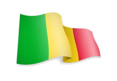 Mali bayrak rüzgar. Beyaz arka plan vektör çizim üzerinde bayrak