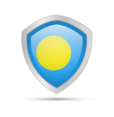 Palau bayrak beyaz arka plan üzerinde kalkan. Vektör çizim.