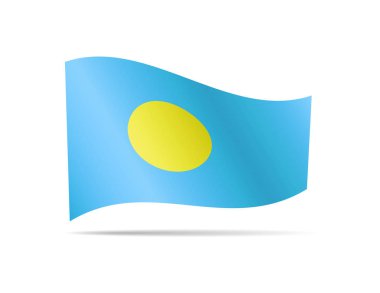 Palau bayrak rüzgarda sallayarak. Beyaz arka plan vektör çizim üzerinde bayrak