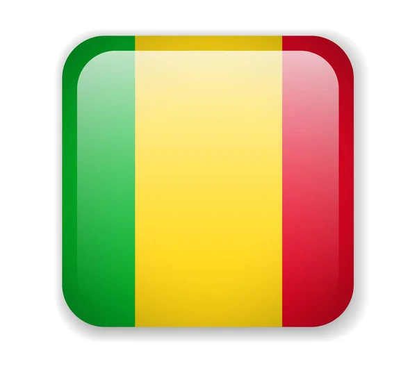 Bandeira Mali Ícone Quadrado Brilhante Ilustração Vetorial —  Vetores de Stock