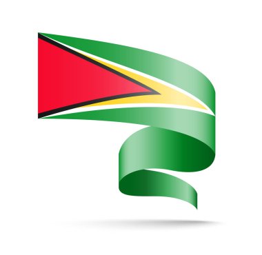 Guyana bayrak dalga şerit şeklinde beyaz arka plan üzerinde illüstrasyon vektör.